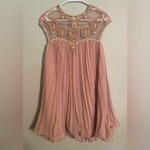 Pink Embellished Chiffon Party Dress
